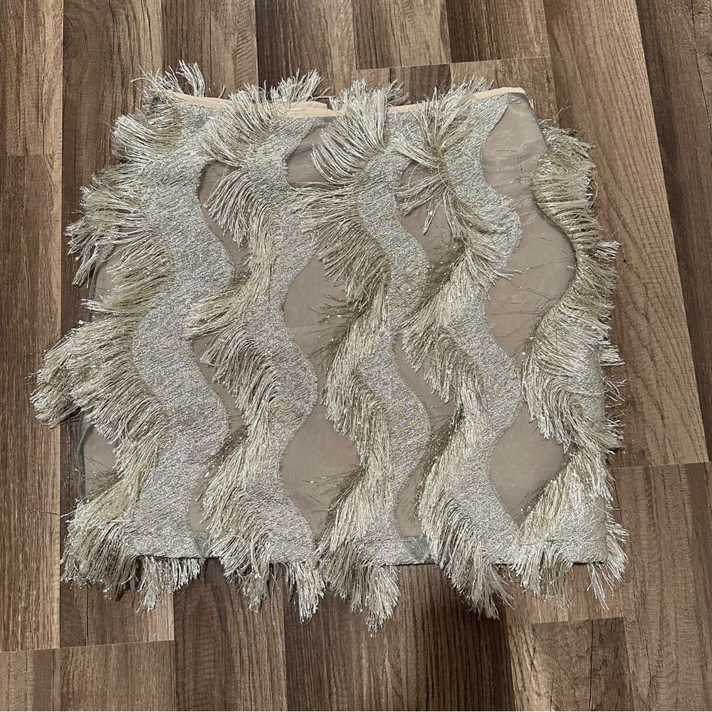 Krisa sparkling lyn evans dressy fringe skirt NWT